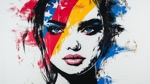 Papier peint portrait vibrant Visage stylisé avec motifs colorés