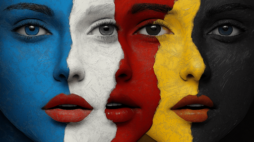 Papier peint portraits colorés Visages stylisés aux teintes vives