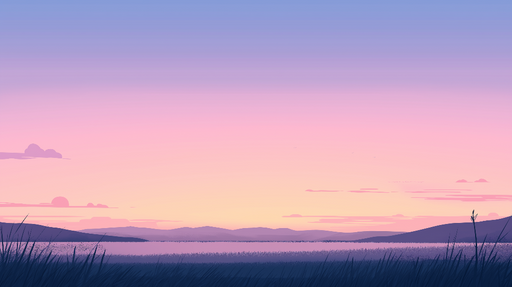 Papier peint prairie Au coucher du soleil