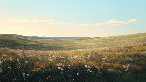 Papier peint prairie Champ de fleurs sauvages sous un ciel clair