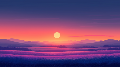 Papier peint prairie Coucher de soleil pastel sur une prairie