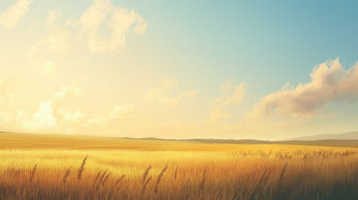 Papier peint prairie dorée Champs de blé sous un ciel lumineux