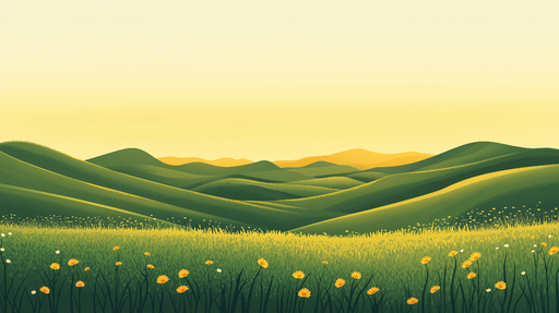 Papier peint prairie Douceur des collines verdoyantes au crépuscule