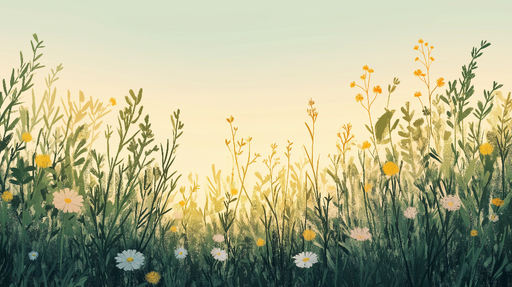 Papier peint prairie Fleurs sauvages en dégradé de couleurs douces