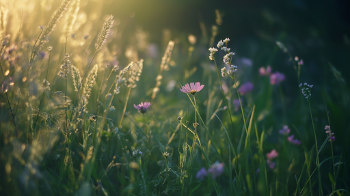 Papier peint prairie Fleurs sauvages et lumière douce