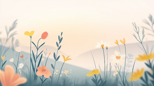 Papier peint prairie Motif floral doux et apaisant avec des couleurs pastel