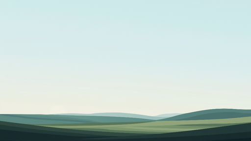 Papier peint prairie Motifs de collines ondulantes en dégradés de vert et bleu