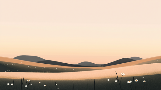 Papier peint prairie Paysage apaisant avec champs dorés et fleurs blanches