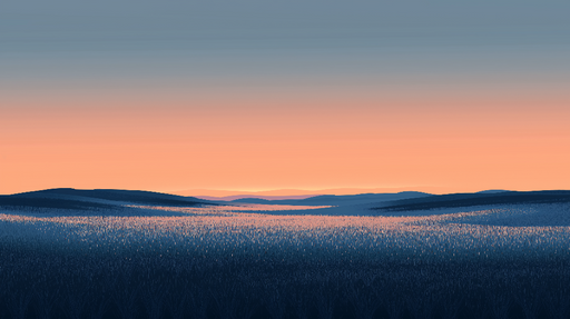 Papier peint prairie Paysage de prairie à l'aube dans des tons doux