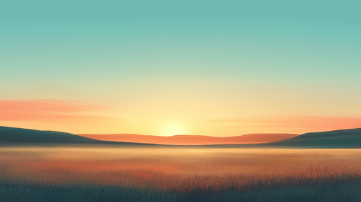 Papier peint prairie Paysage de prairie au coucher du soleil