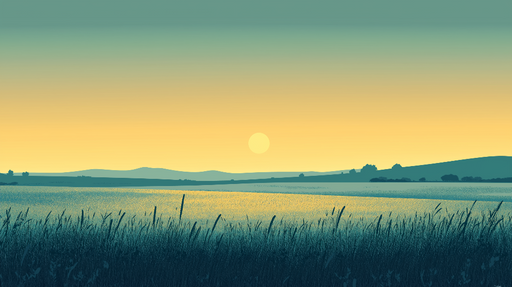 Papier peint prairie Paysage de prairie au lever du soleil