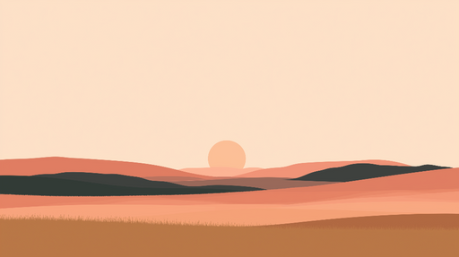 Papier peint prairie Paysage minimaliste au coucher de soleil