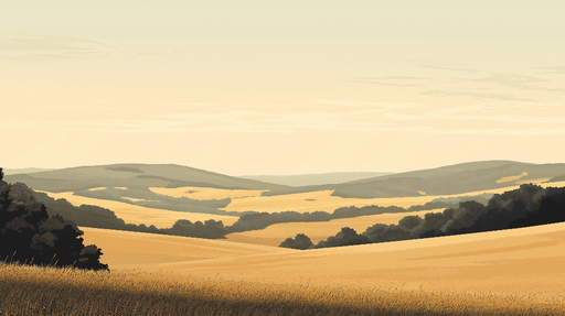 Papier peint prairie Paysage paisible aux teintes dorées et vertes