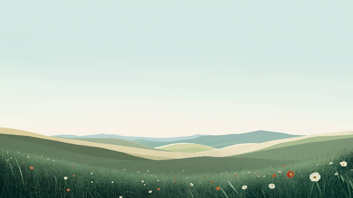 Papier peint prairie Paysage verdoyant avec des fleurs colorées