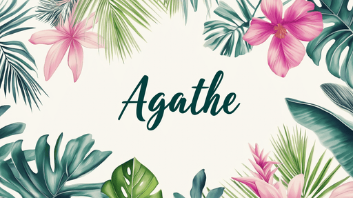 Papier peint prénom Agathe Motif floral tropical avec des feuilles et des fleurs colorées