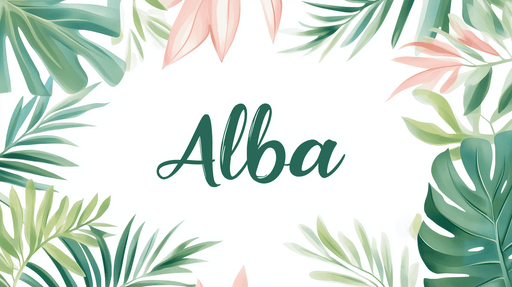 Papier peint prénom Alba Feuilles tropicales élégantes et modernes