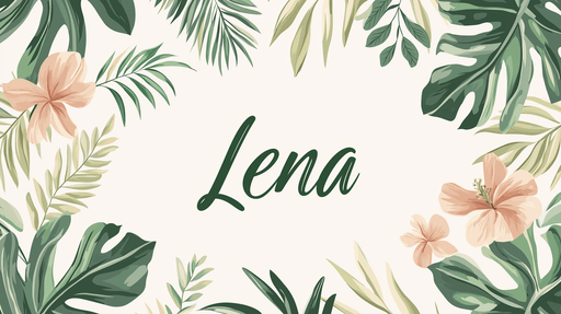 Papier peint prénom enfant Lena avec motifs floraux tropicaux