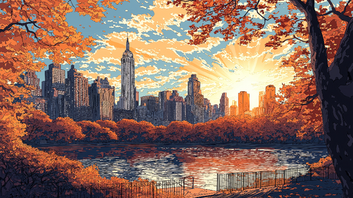 Papier peint printemps à New York Feuillage d'automne