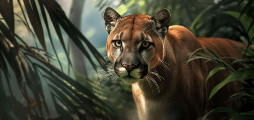 Papier peint puma dans la jungle Photo panoramique