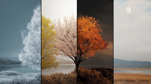 Papier peint quatre saisons Paysage enchanteresque