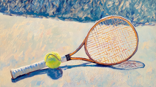 Papier peint raquette de tennis et balle Équipement classique sur fond pastel