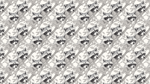 Papier peint raton laveur Motif de ratons laveurs encadrés par des feuilles naturelles