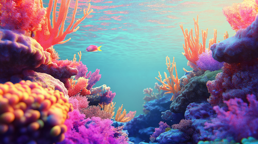 Papier peint récif corallien Couleurs vives et poissons d'un océan apaisant