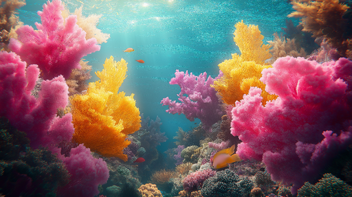 Papier peint récif corallien Sous-marin coloré avec coraux vibrants