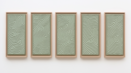 Papier peint relief ondulé Motifs en vert apaisant et textures modernes