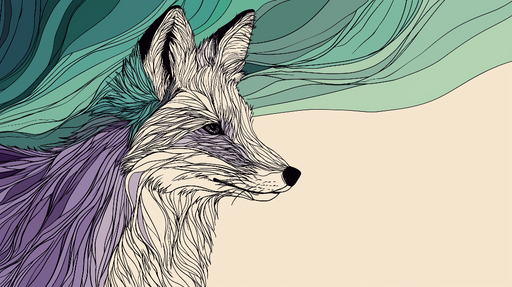 Papier peint renard artistique Élégant renard stylisé avec des motifs fluides en arrière-plan