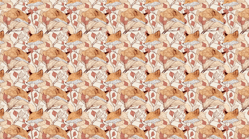 Papier peint renard et feuillage Renards endormis entourés de feuillage délicat