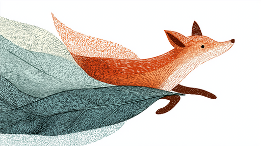 Papier peint renard et feuilles Renard stylisé courant à travers des feuilles délicates