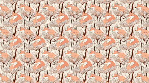 Papier peint renard Motif de renards roses et feuillage