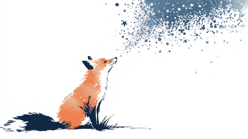 Papier peint renard rêveur Un renard orange observant les étoiles