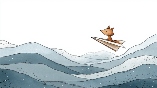 Papier peint renard volant Un renard espiègle s'envolant sur un origami