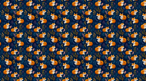 Papier peint renards Charmants renards orange entourés de feuillage coloré