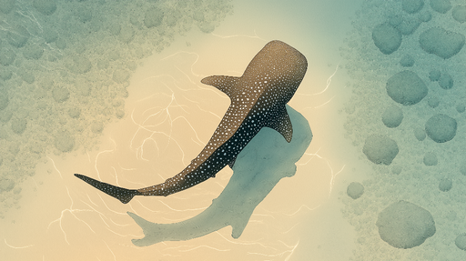 Papier peint requin-baleine Illustration apaisante d'un requin-baleine dans un océan pastel