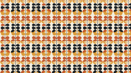 Papier peint rétro floral Motifs géométriques en couleurs vives sur fond clair
