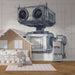 Papier peint rétro avec illustration de robot esquissé pour chambre d'enfant moderne