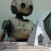 Papier peint vintage avec robot au design usé et rétro pour chambre d'enfant moderne