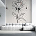 Papier peint rose délicat avec illustration élégante de fleur et lignes minimalistes pour salon moderne
