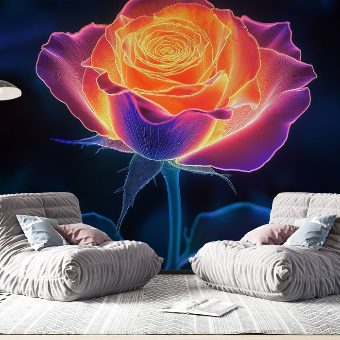 Papier peint rose lumineuse | Design floral moderne et captivant