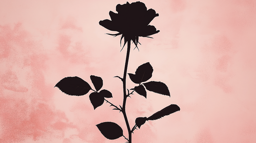 Papier peint rose noir Silhouette d'une rose sur fond pastel