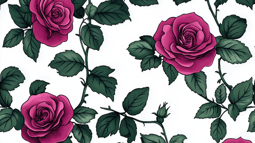 Papier peint rose Roses vibrantes sur fond blanc