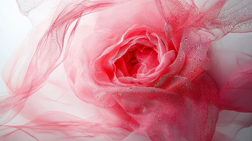 Papier peint rose vaporeuse Rose délicate en tissus légers