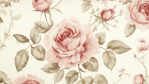 Papier peint rose vintage Grandes roses roses sur fond crème