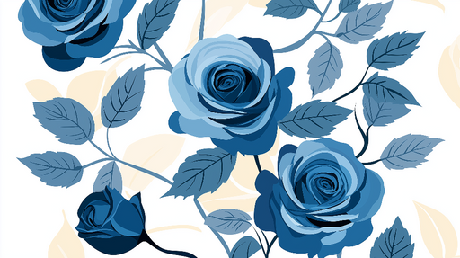 Papier peint roses bleues Élégantes fleurs en nuances de bleu