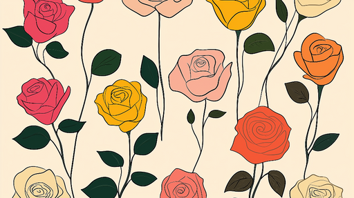 Papier peint roses colorées Fleurs vibrantes sur fond neutre