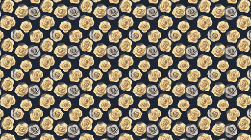 Papier peint roses dorées Éclat romantique avec des roses dorées et grises sur fond sombre