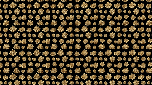 Papier peint roses dorées Motif floral sur fond noir
